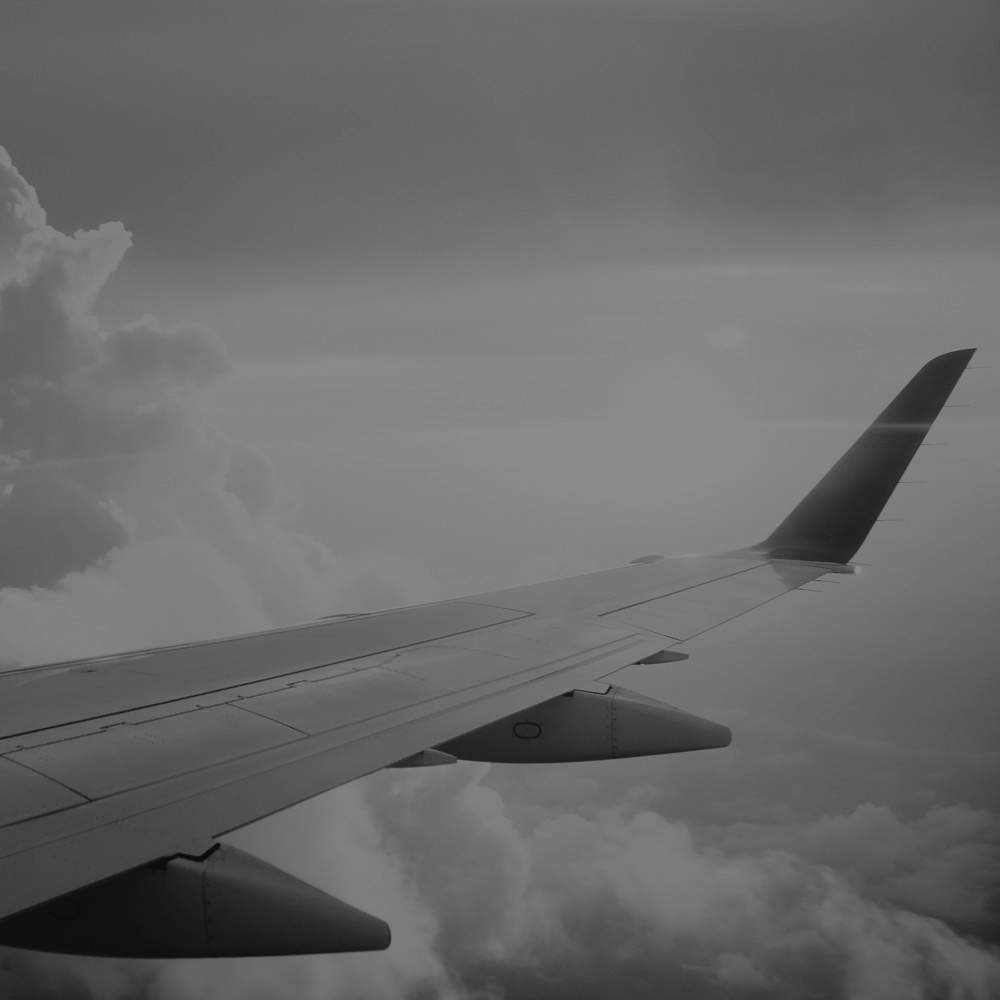 Wing of airplane during flight